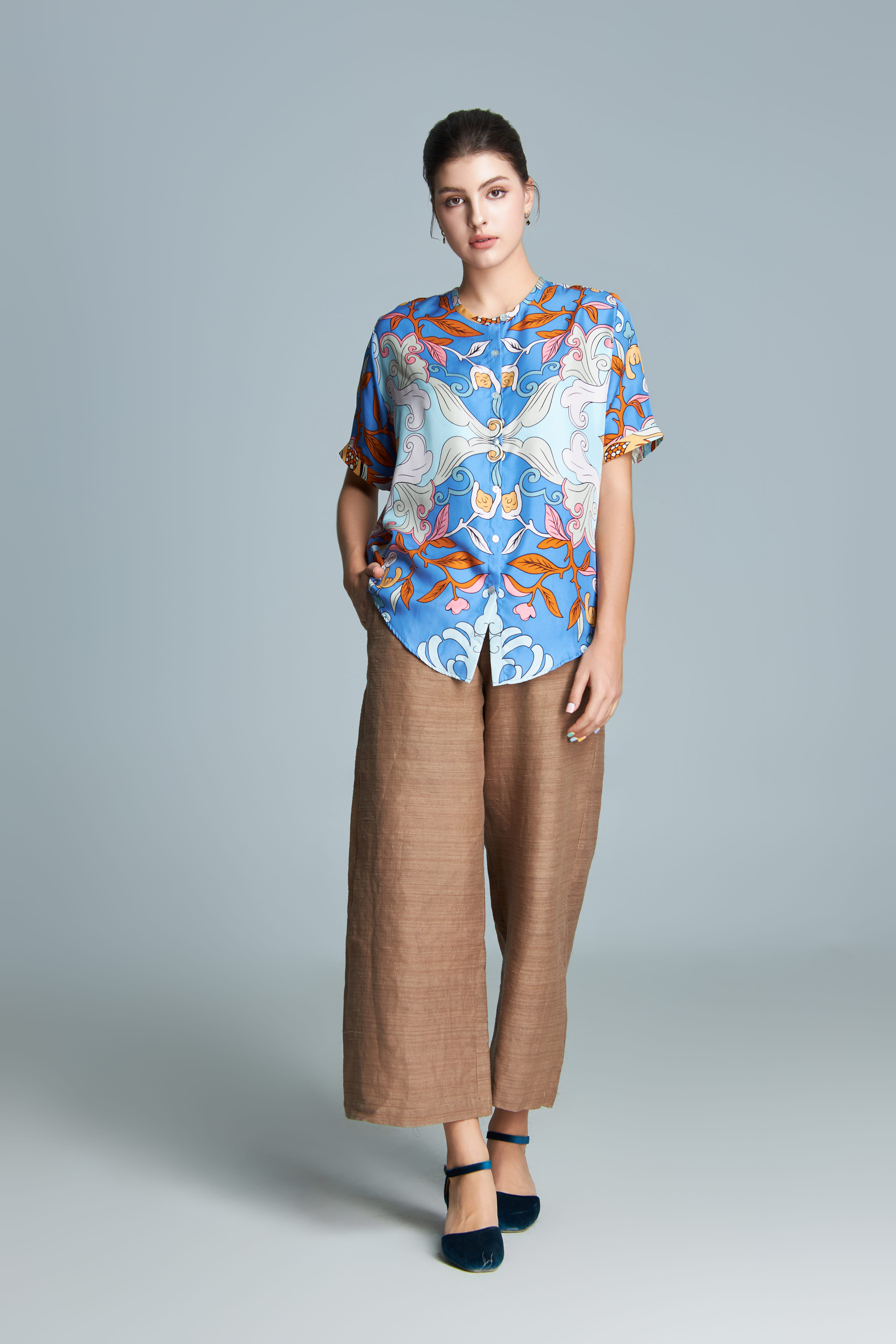 Áo lụa Myra/ Phật Thủ Hương Duyên/ Xanh Dương
