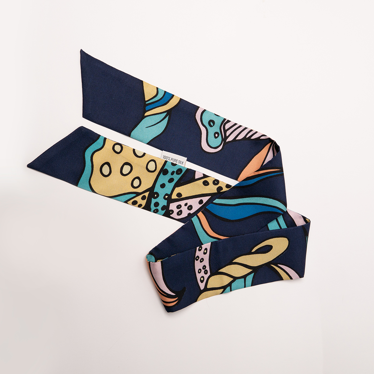 Khăn lụa Twilly Liên Hoa Vũ/ Xanh Navy