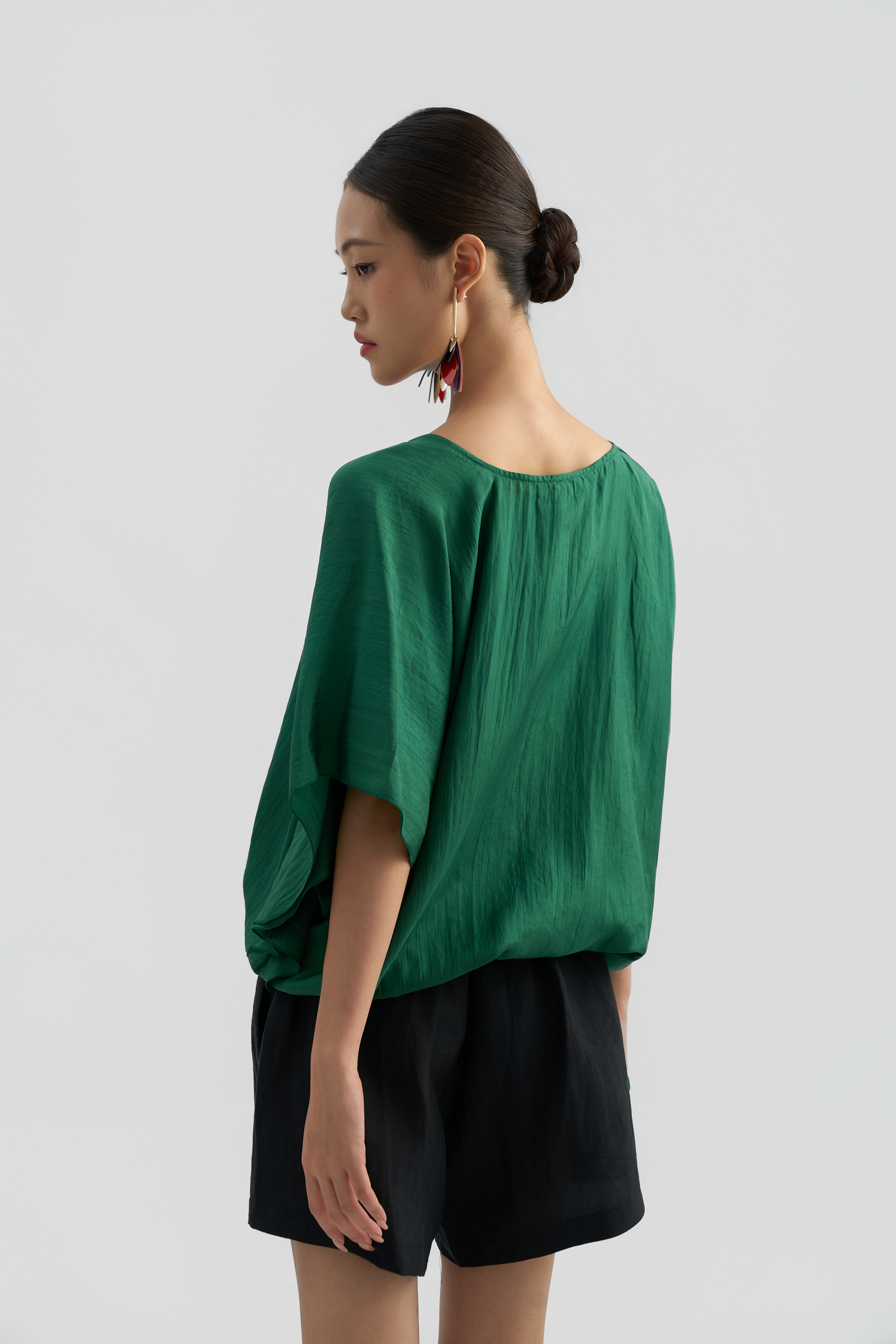 Áo Tunic Thêu Hoa/ Xanh
