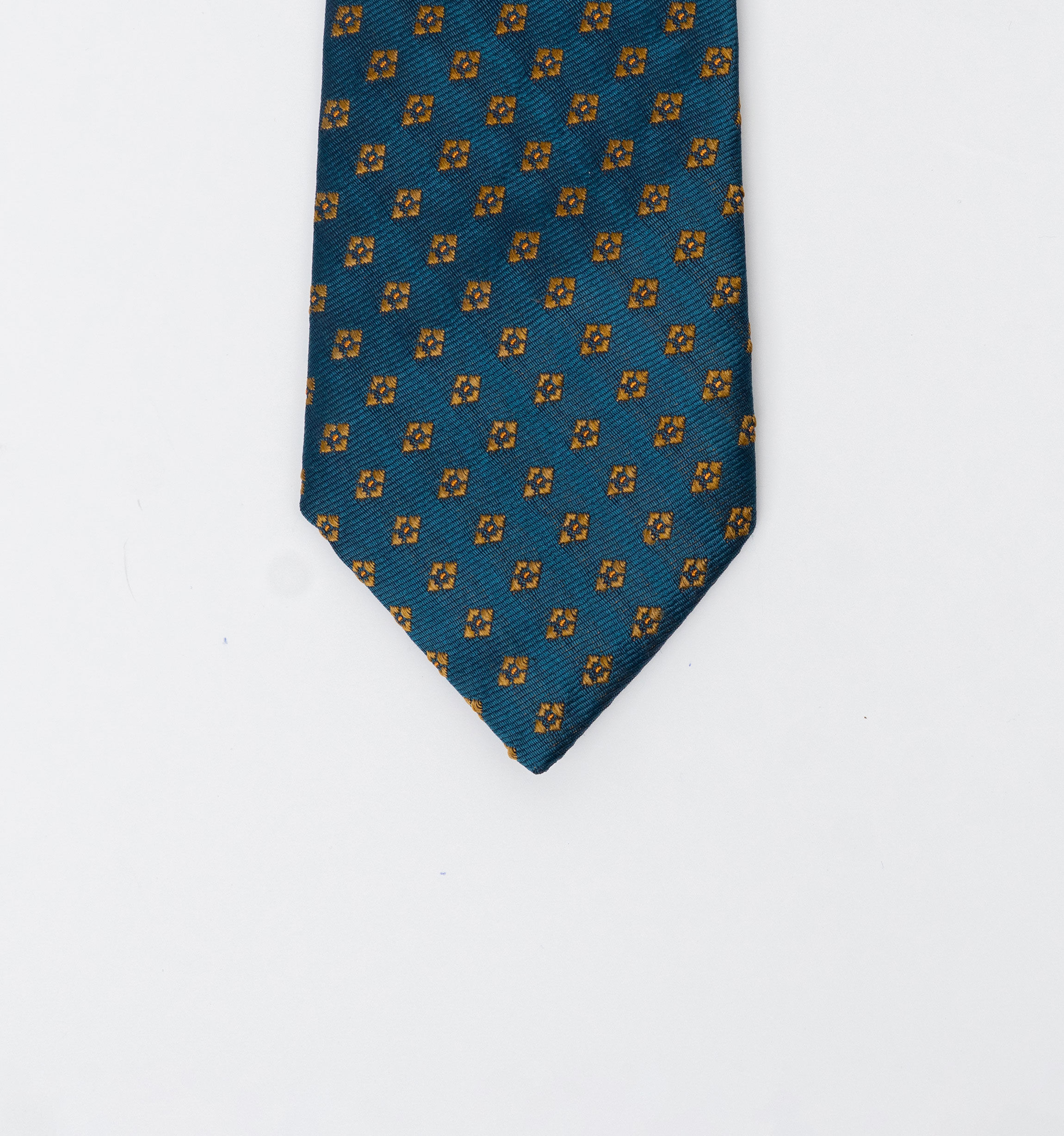 Cà vạt lụa ô vuông vàng/ Xanh navy