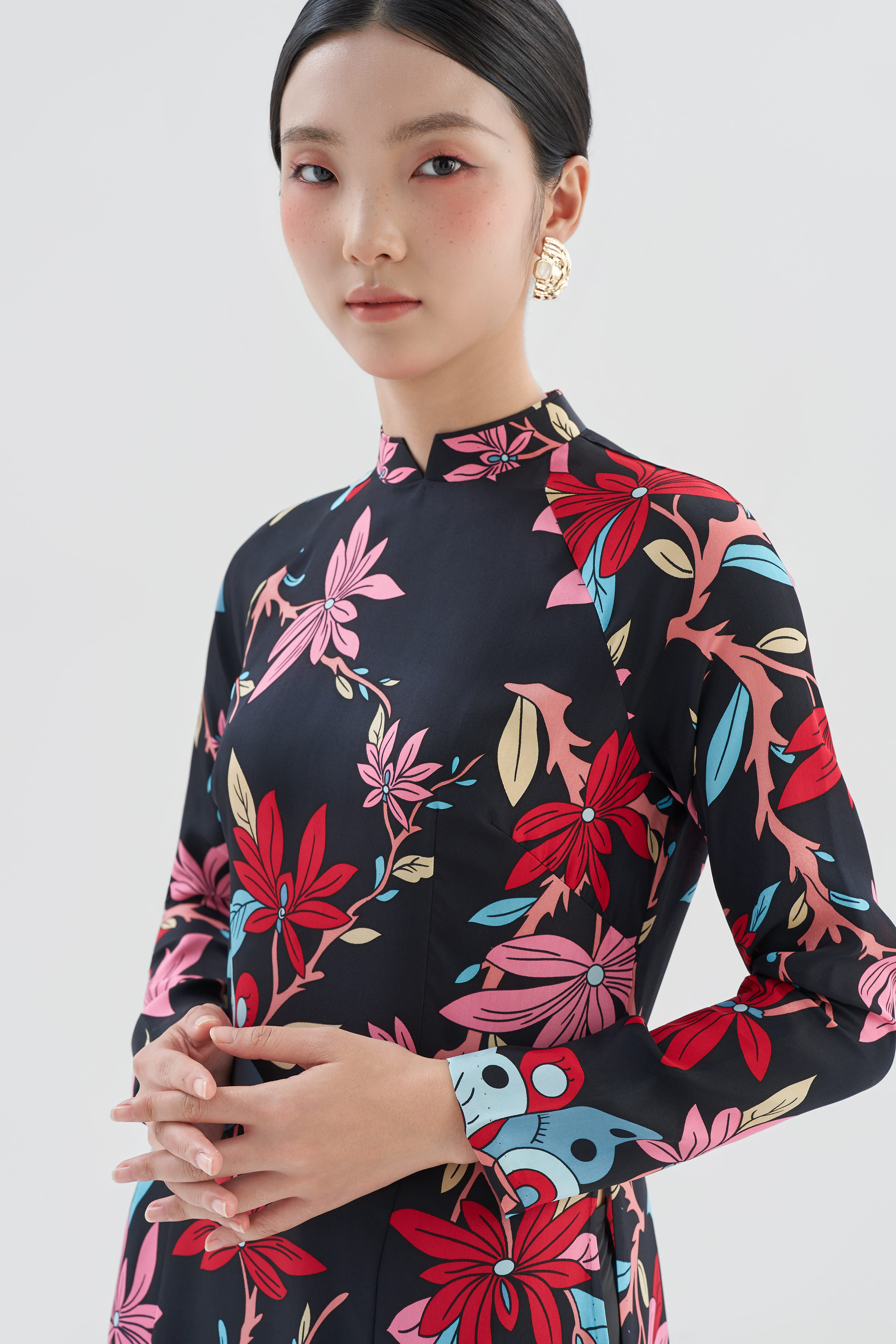 Áo dài lụa Hồ Điệp/ Đen