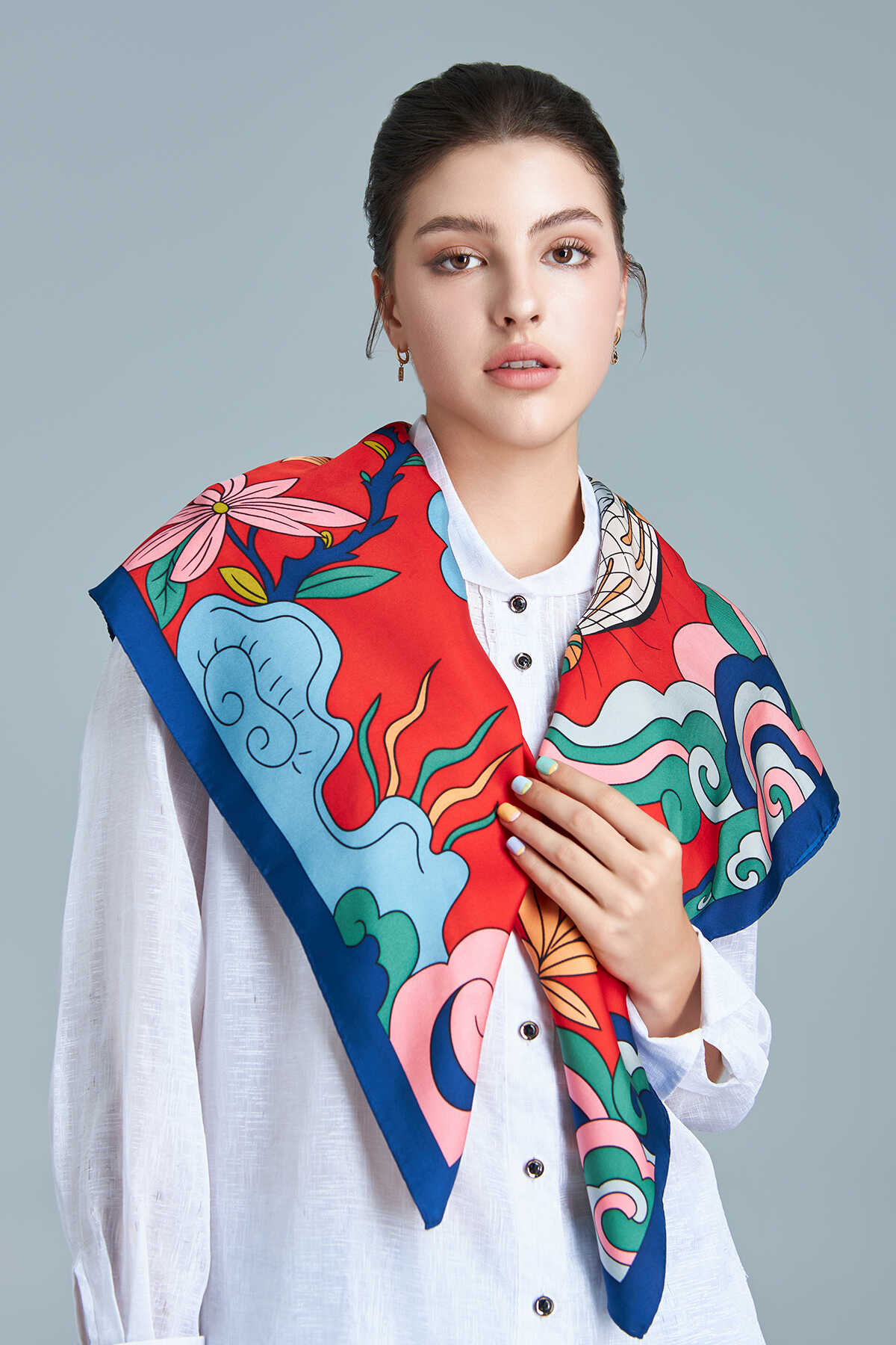 Khăn lụa Hổ Hàng Trống/ Size 95x95