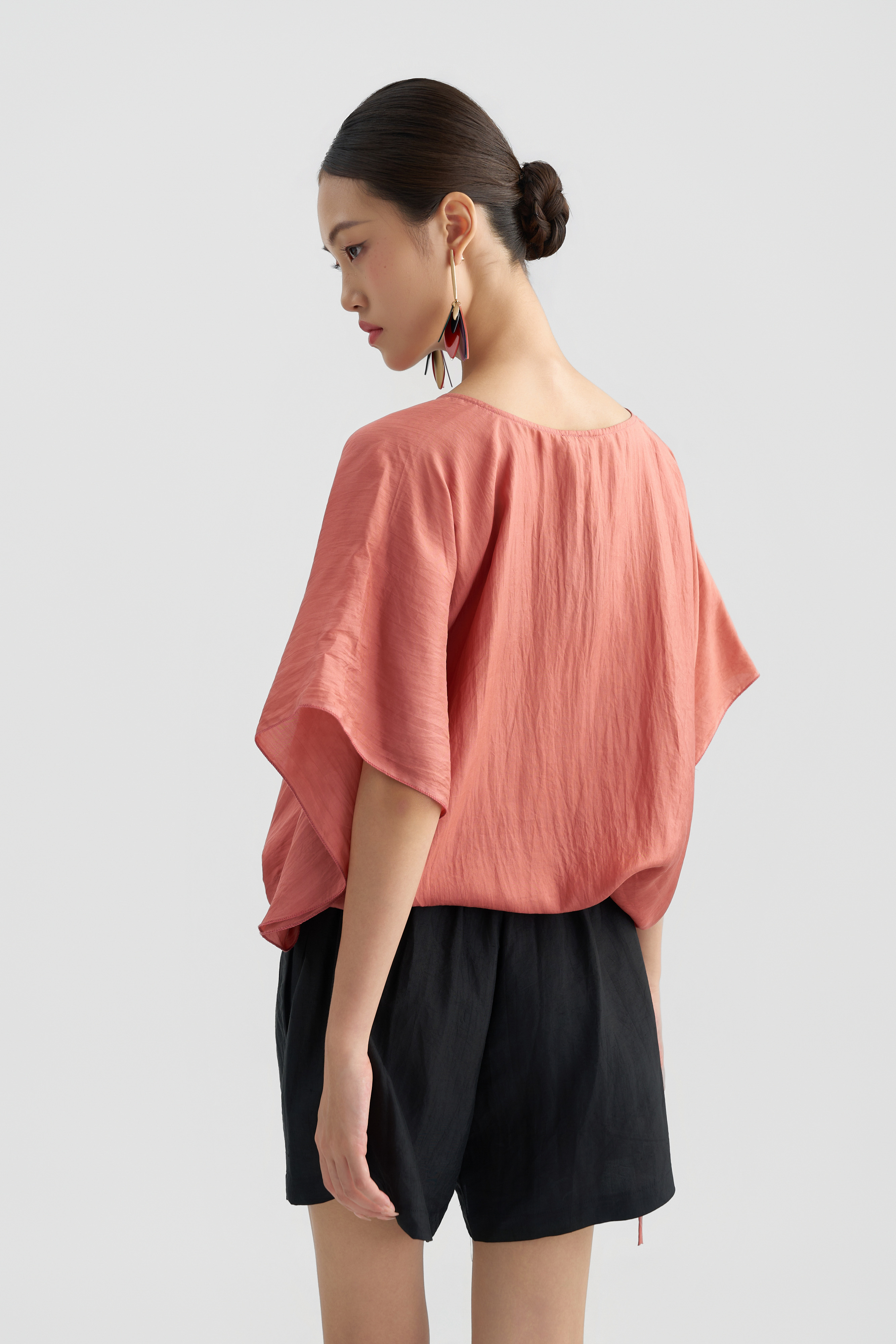 Áo Tunic Thêu Hoa/ Hồng đỗ