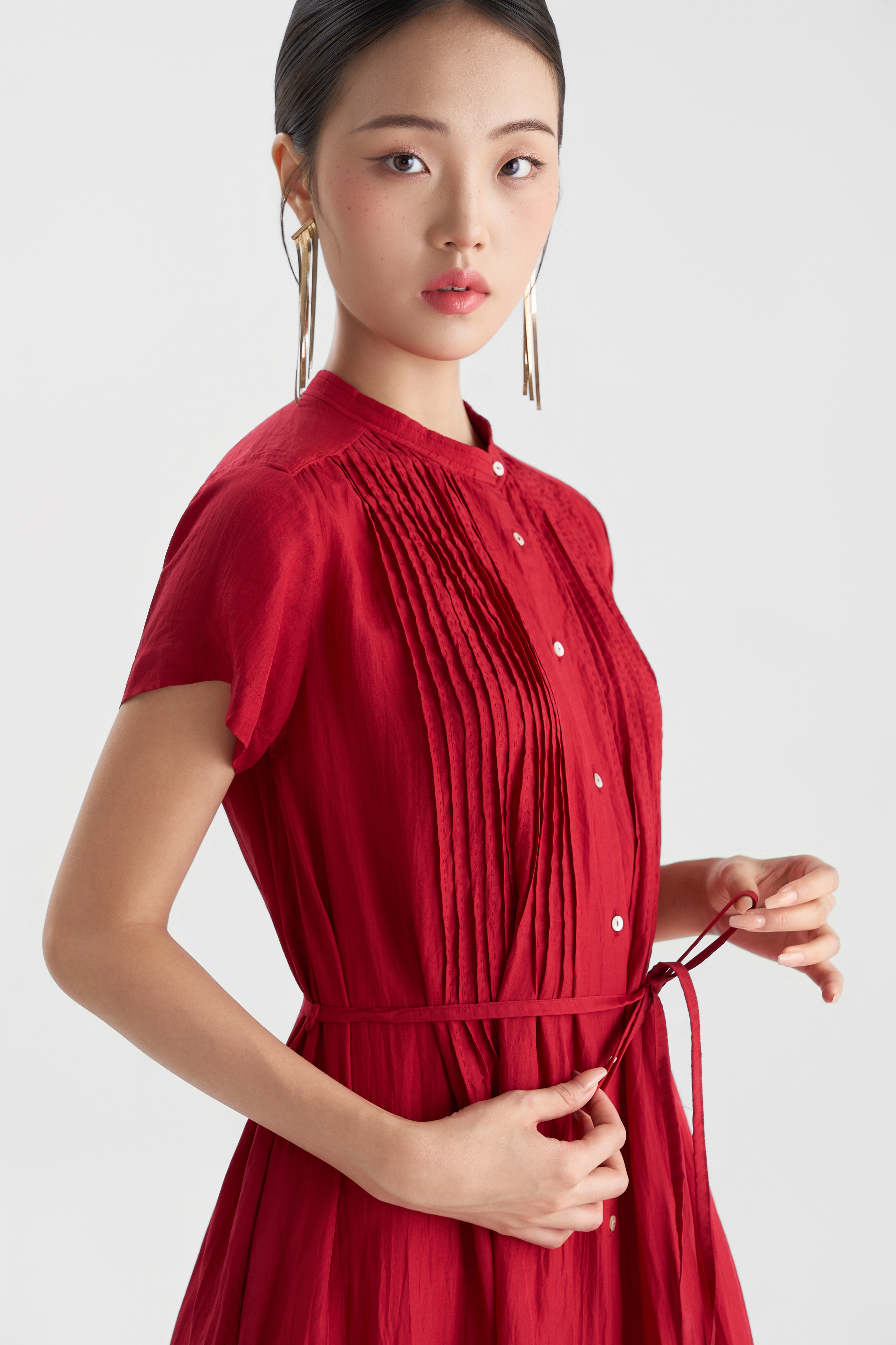 Váy Chần Tay Kaia Cộc Tay/ Đỏ