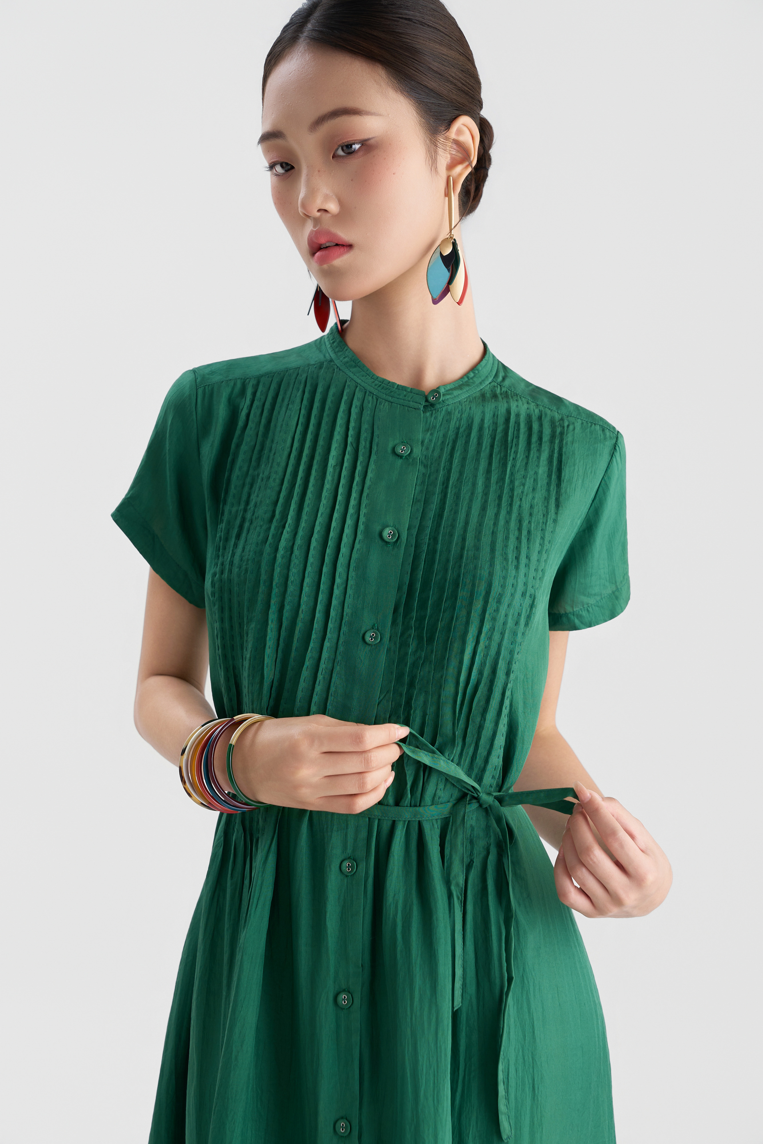 Váy Chần Tay Kaia Cộc Tay/ Xanh