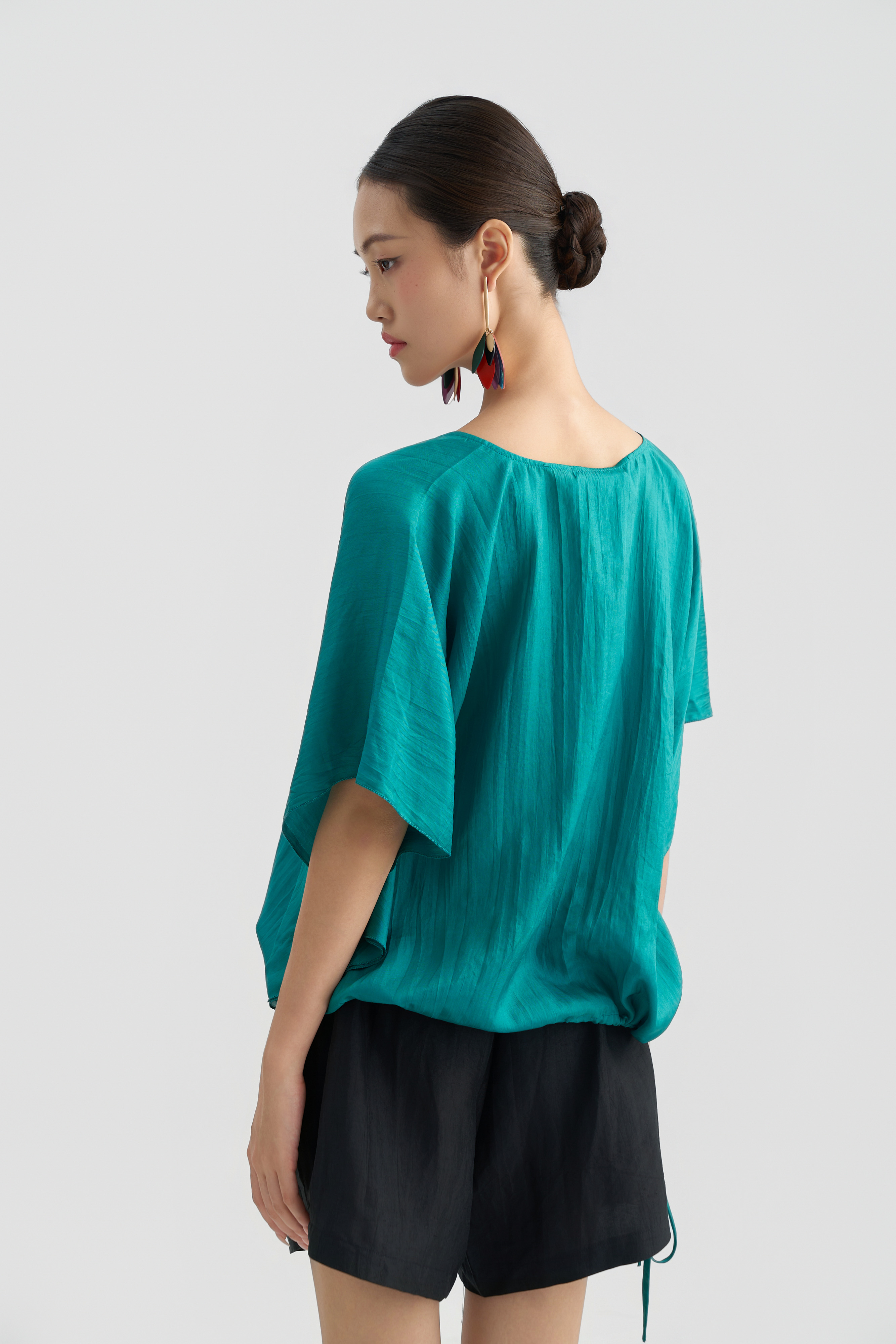 Áo Tunic Thêu Hoa/ Xanh cổ vịt