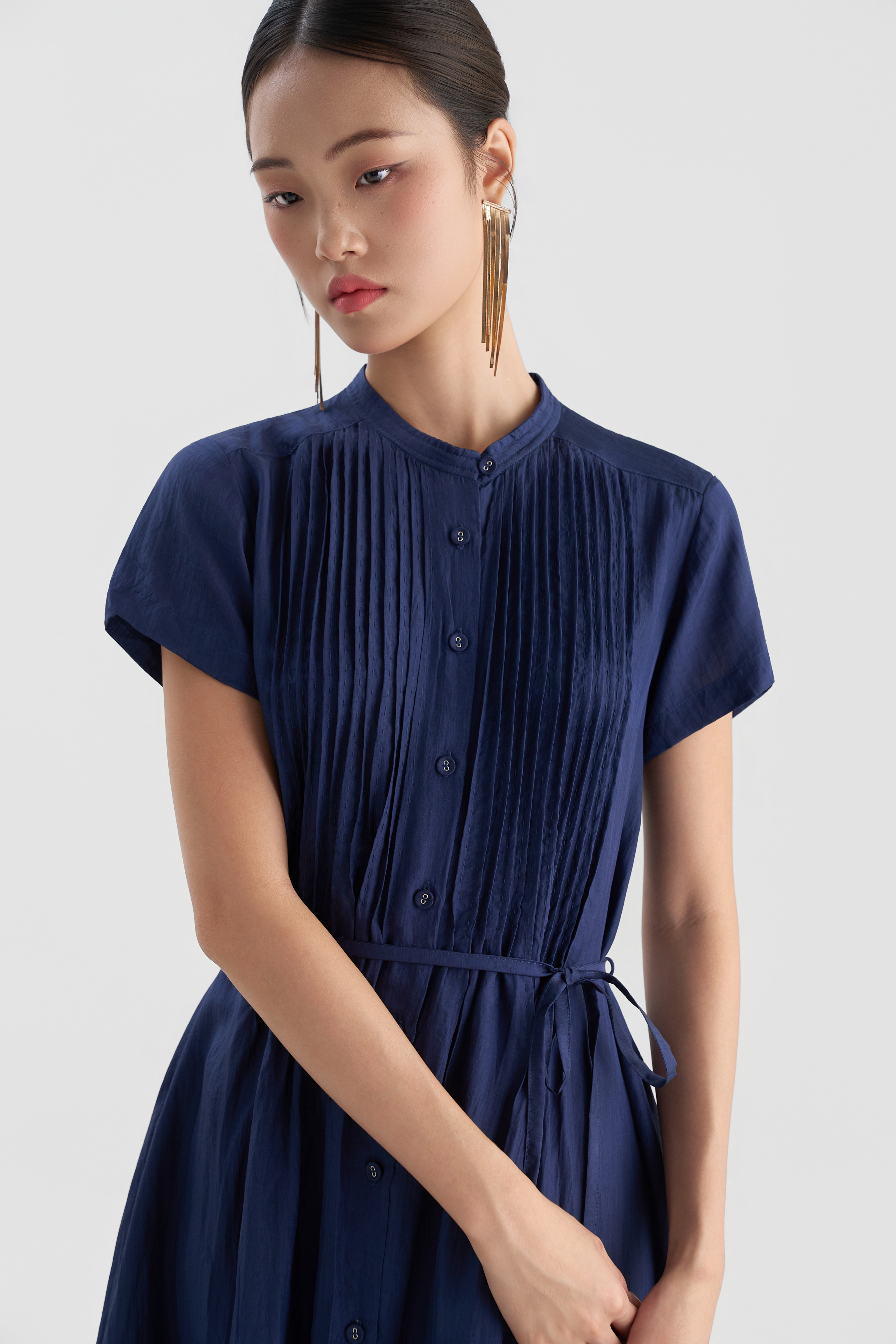 Váy Chần Tay Kaia Cộc Tay/ Xanh Navy