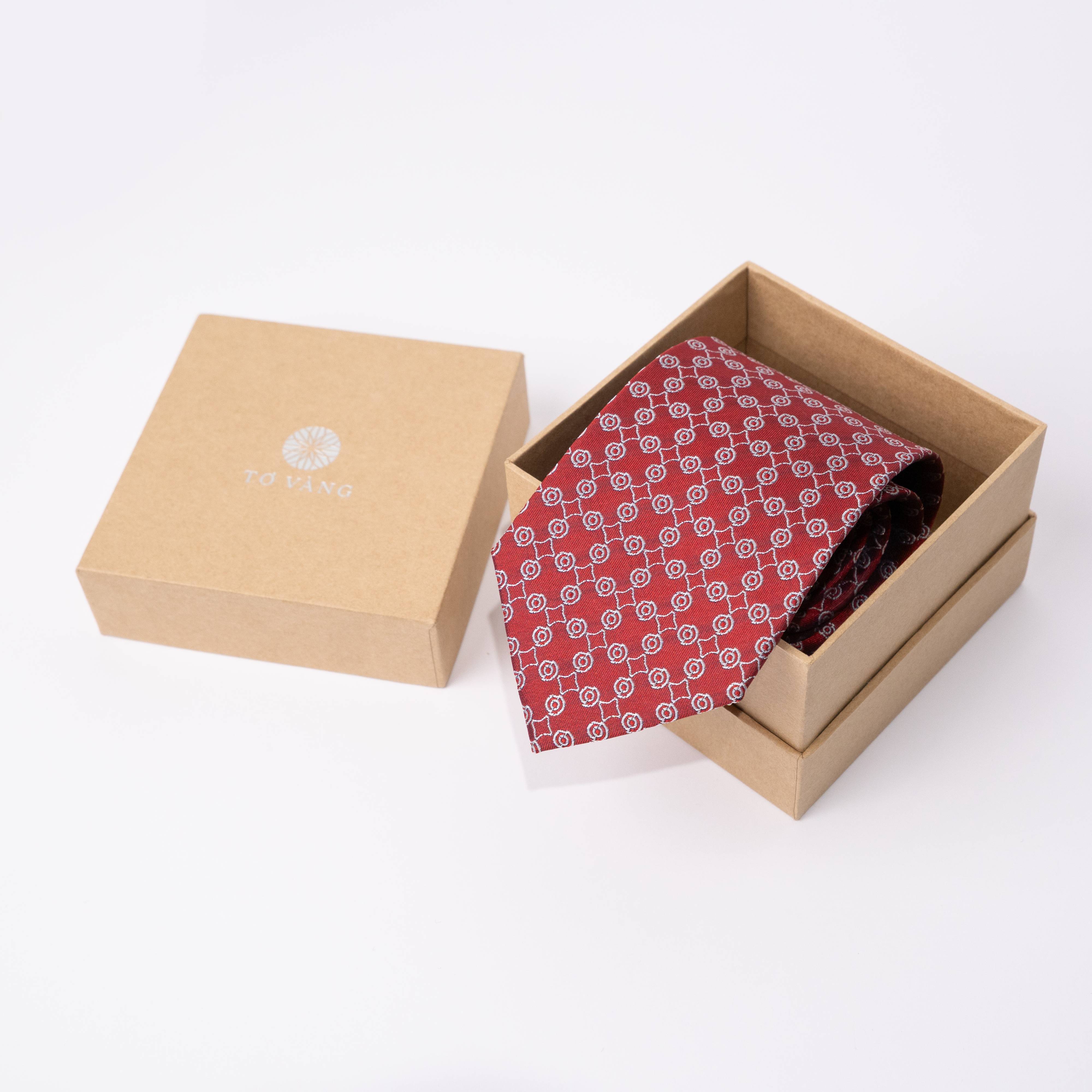 Cà vạt lụa ô tròn/ Đỏ/ 8cm