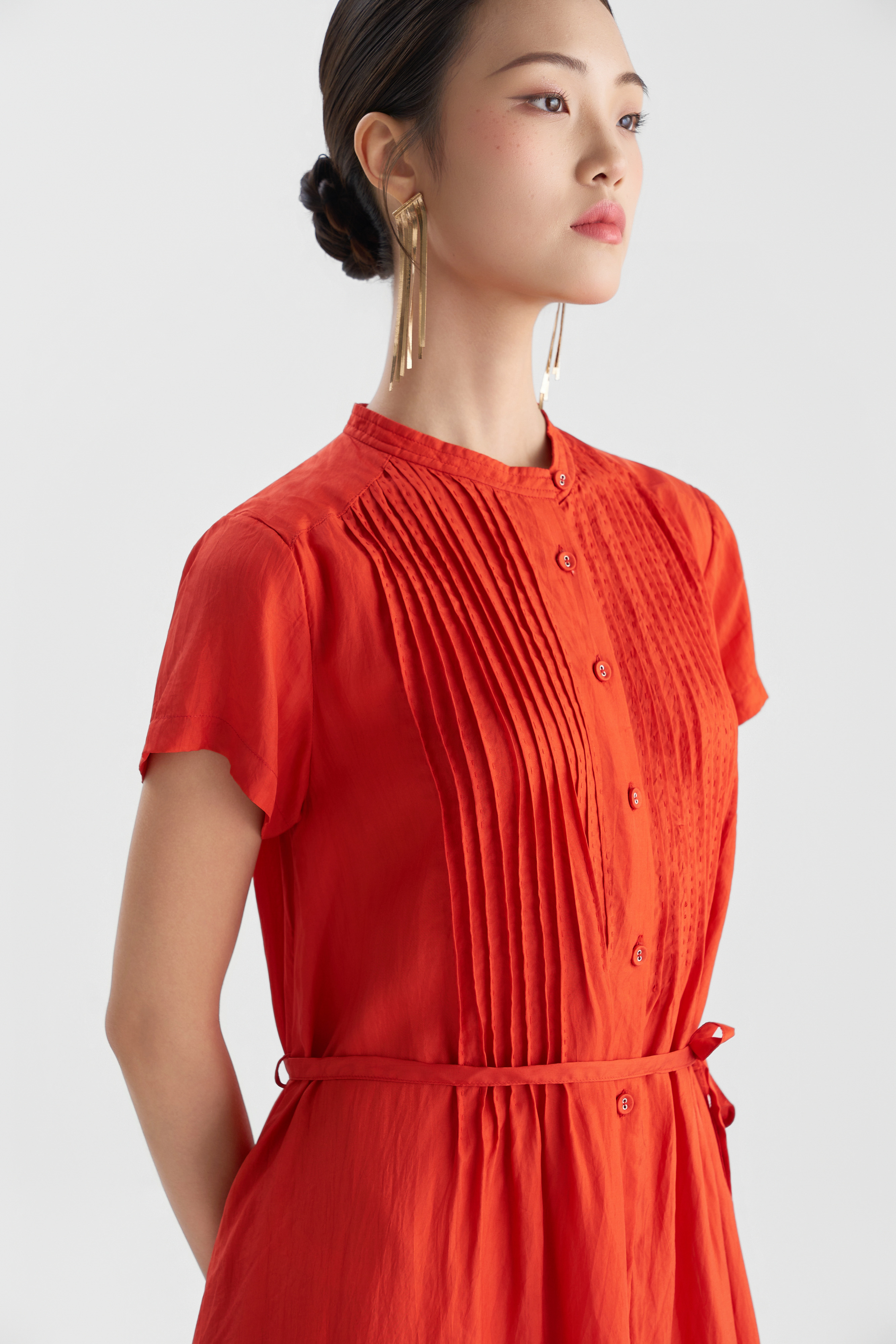 Váy Chần Tay Kaia Cộc Tay/ Cam