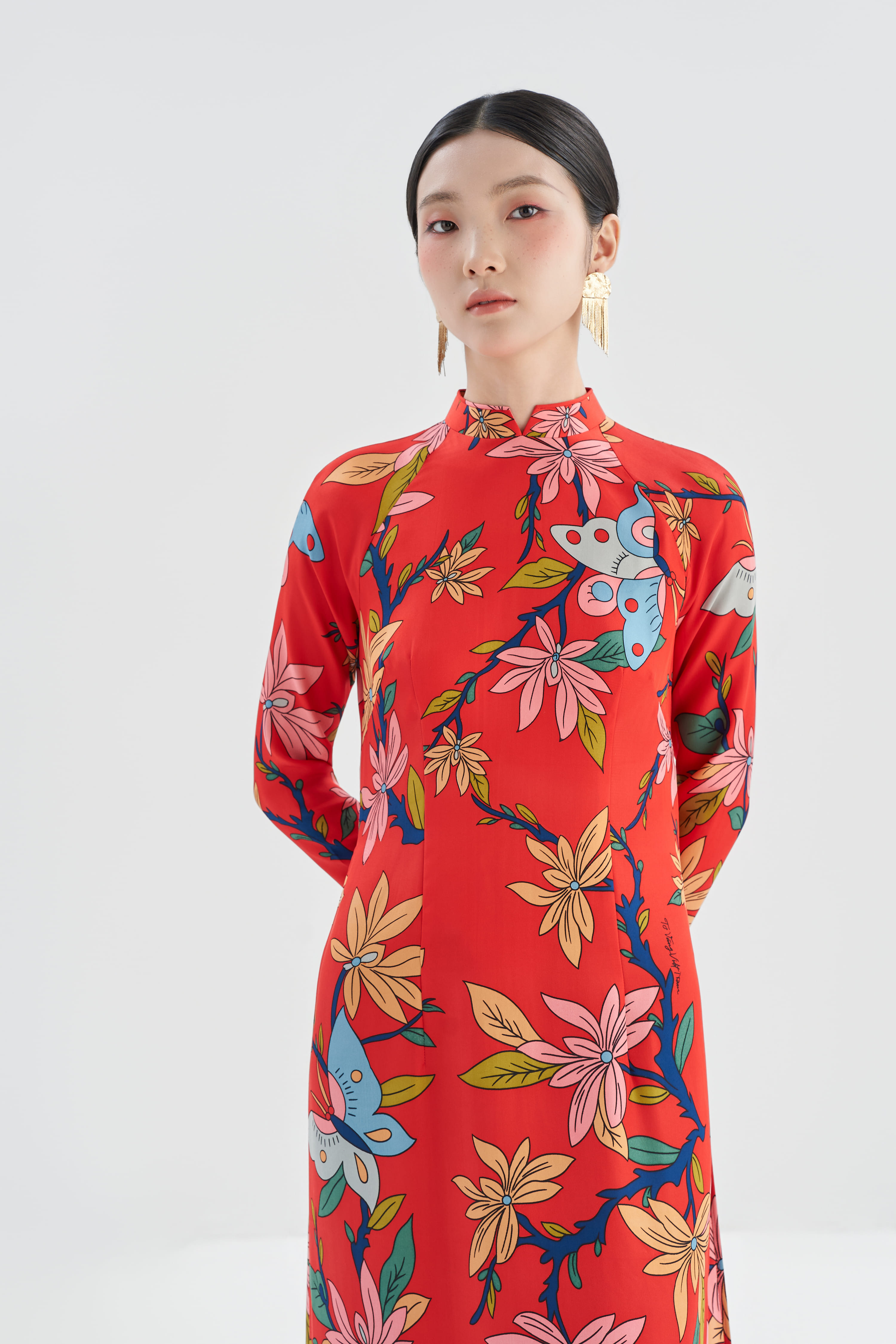 Áo dài lụa Hồ Điệp/ Đỏ