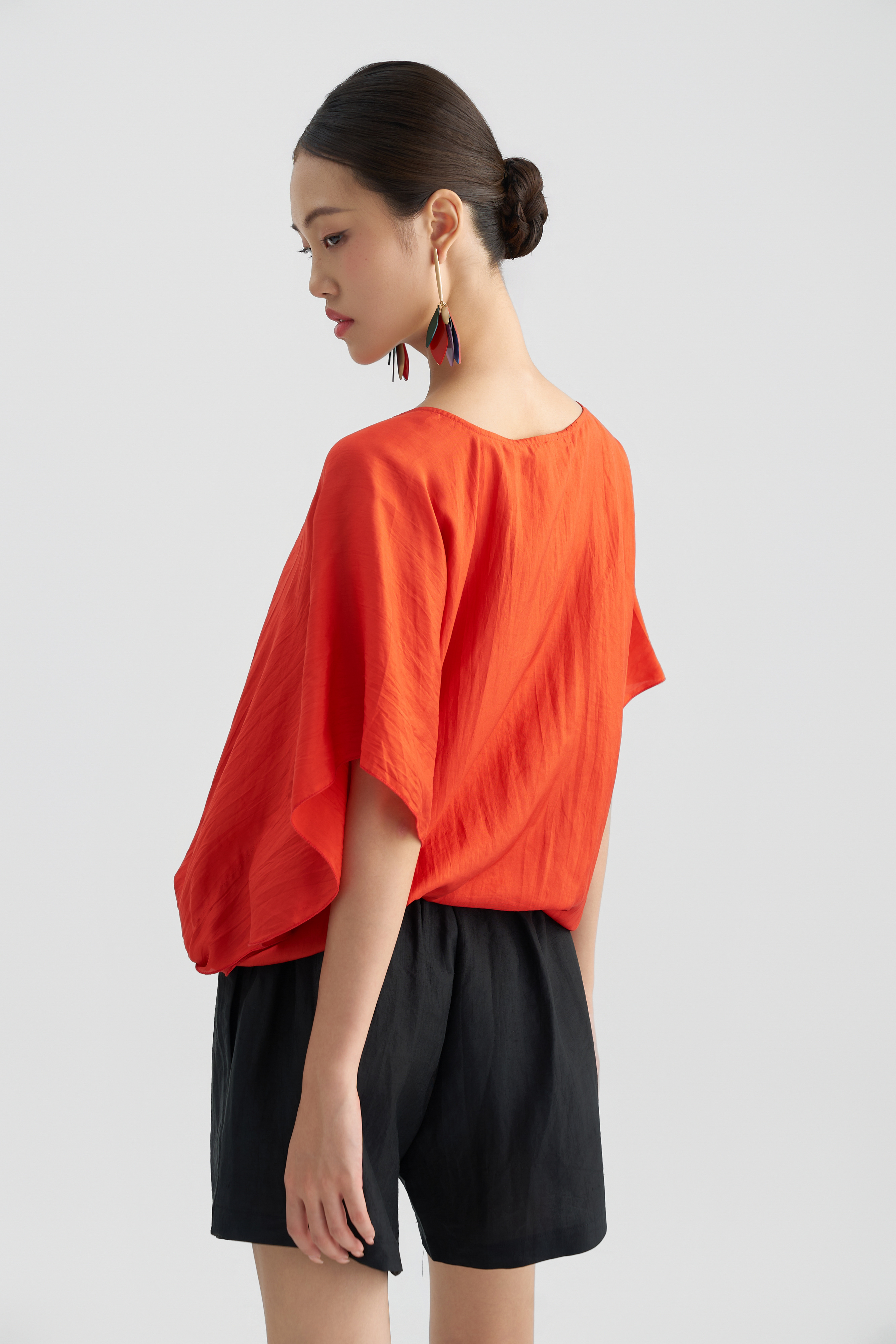 Áo Tunic Thêu Hoa/ Cam