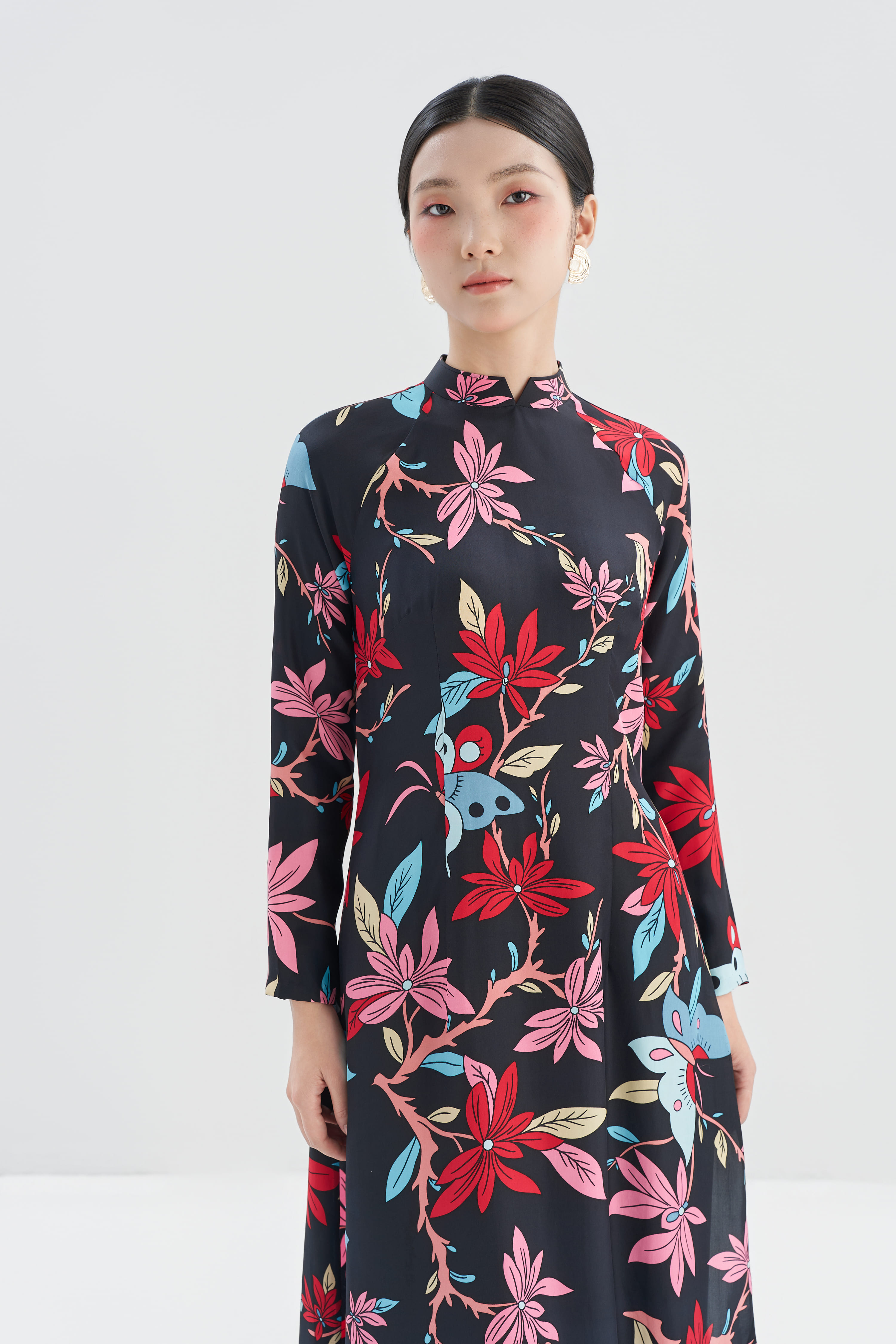 Áo dài lụa Hồ Điệp/ Đen